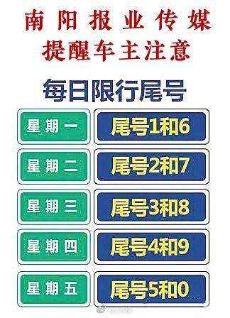 明天南阳限号否，明天南阳限啥号